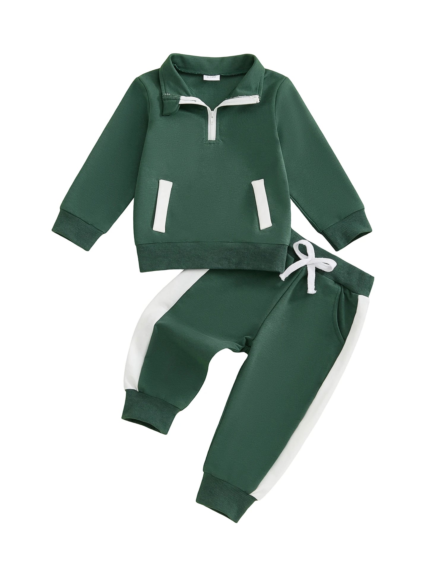 Toddler Unisex Winter Hoodie and Pants Set with Color Block Detail and Zipper Closure for Boys and Girls