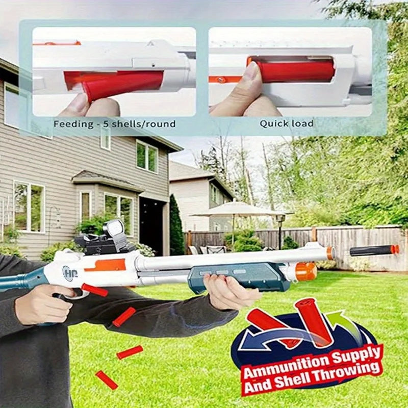 Soft Bullet Sniper Rifle with Scope Toy JH2027C Shell Throwing Design Toy Shotgun-Variant1( US Stock)