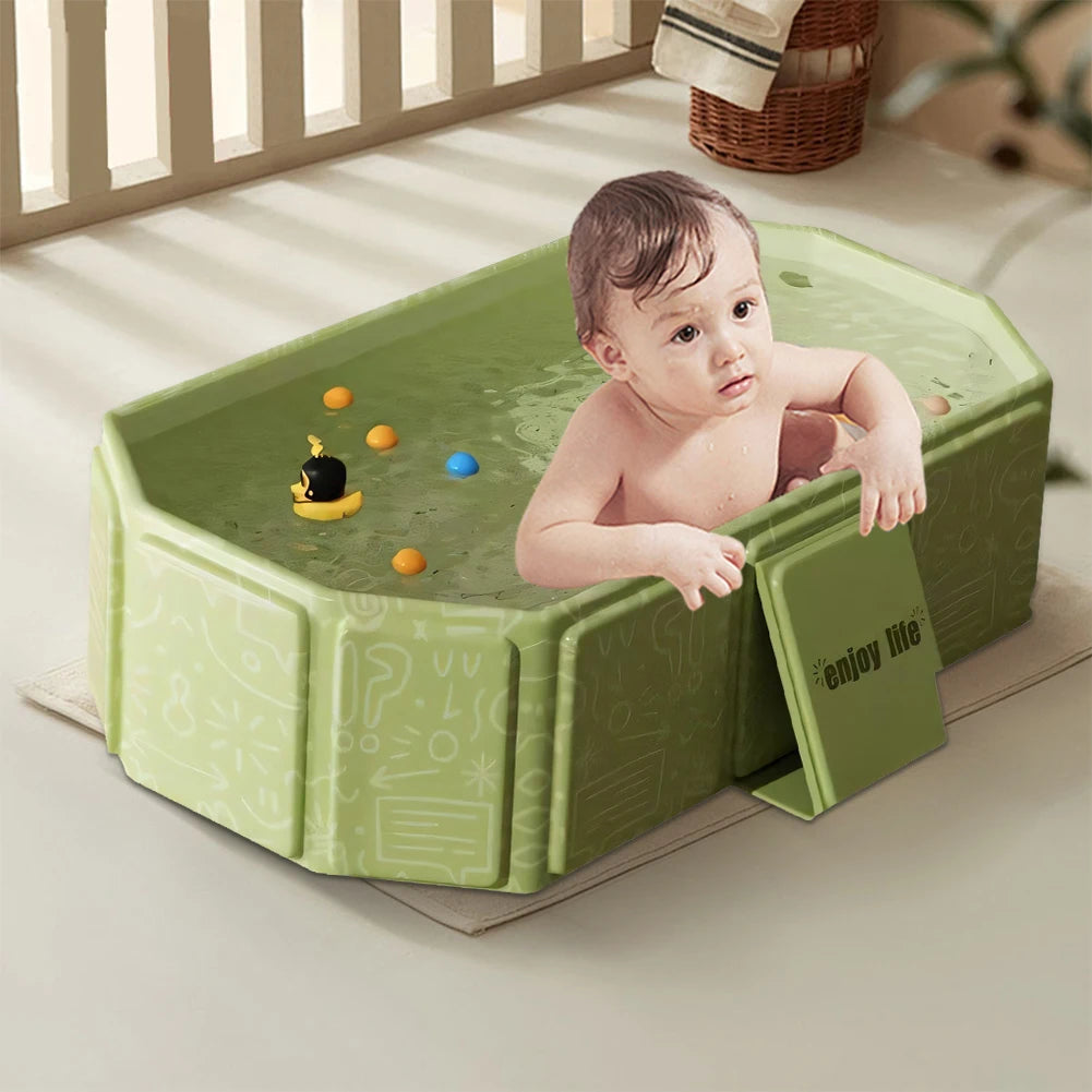 Baby Bathtub for Infants To Toddlers Collapsible Baby Bath Tub with Drain Outlet Infant Tub Toddler Bathtub Shower Basin