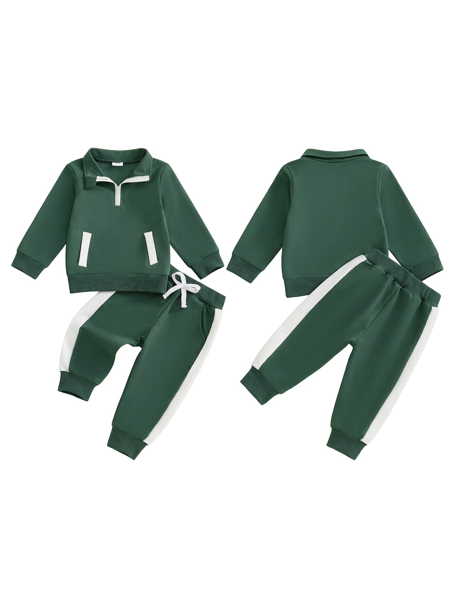 Toddler Unisex Winter Hoodie and Pants Set with Color Block Detail and Zipper Closure for Boys and Girls