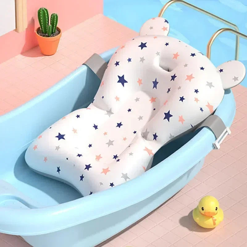 Baby Bath Seat Support Mat Infant Anti-Slip Soft Comfort Body Cushion Foldable Baby Bath Tub Pad Chair Newborn Bathtub Pillow
