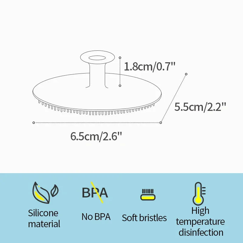 Silicone Shampoo Brush for Baby Infant Bathing Soft Silicone Boys Kids Shower Brush Head Hair Washing Massage Brushes Wipe Comb